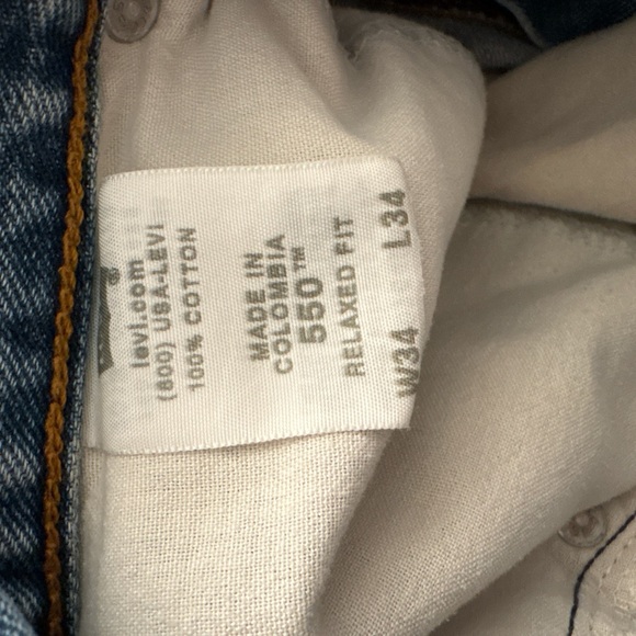 Levis 550 Relaxed Fit Tapered Leg 34x34 100% Cotton Light Wash Denim Jeans Zip - Picture 7 of 8